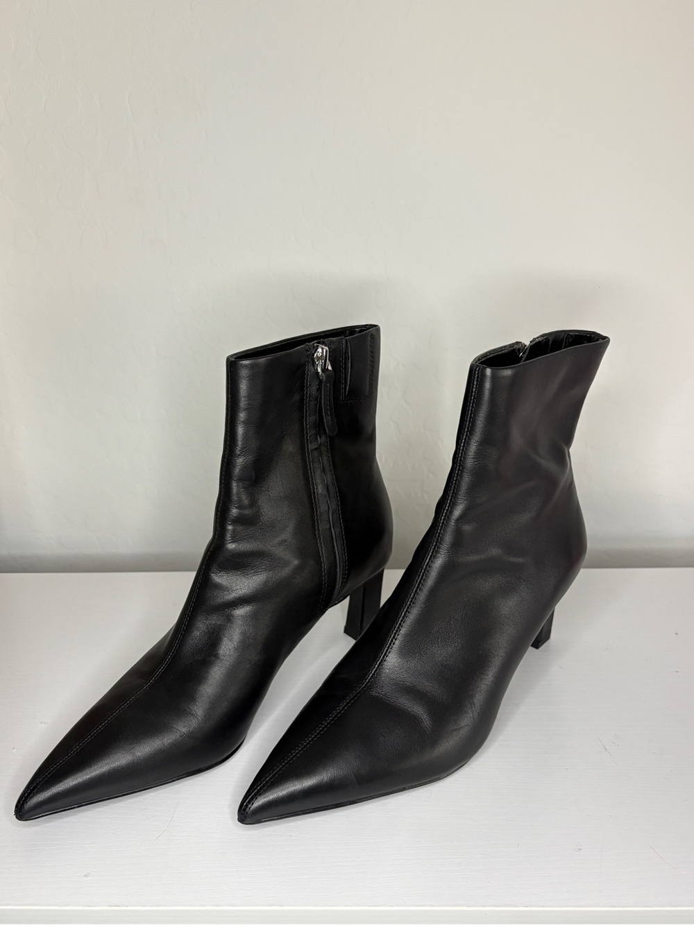 Nordstrom Black Leather Pointed-Toe Ankle Booties